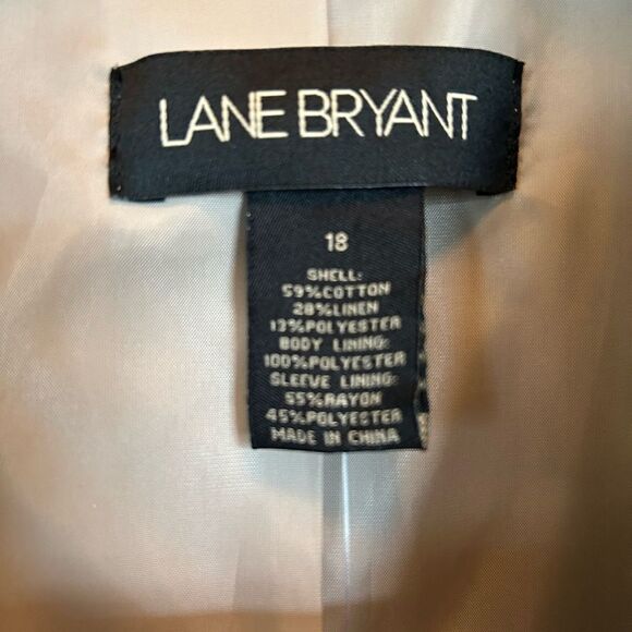 NWT Lane Bryant Taupe Linen Blend Sateen Blazer 18 - Picture 3 of 9